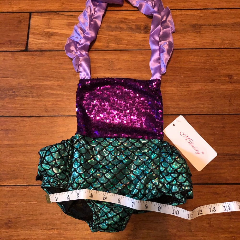 Mermaid outfit baby girl girls cute green purple - Picture 5 of 8
